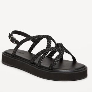 Old Navy Braided Strap Platform Sandals sz 8 Black
